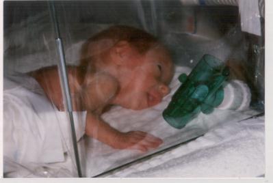 NICU Baby Thomas in Oxygen Tent
